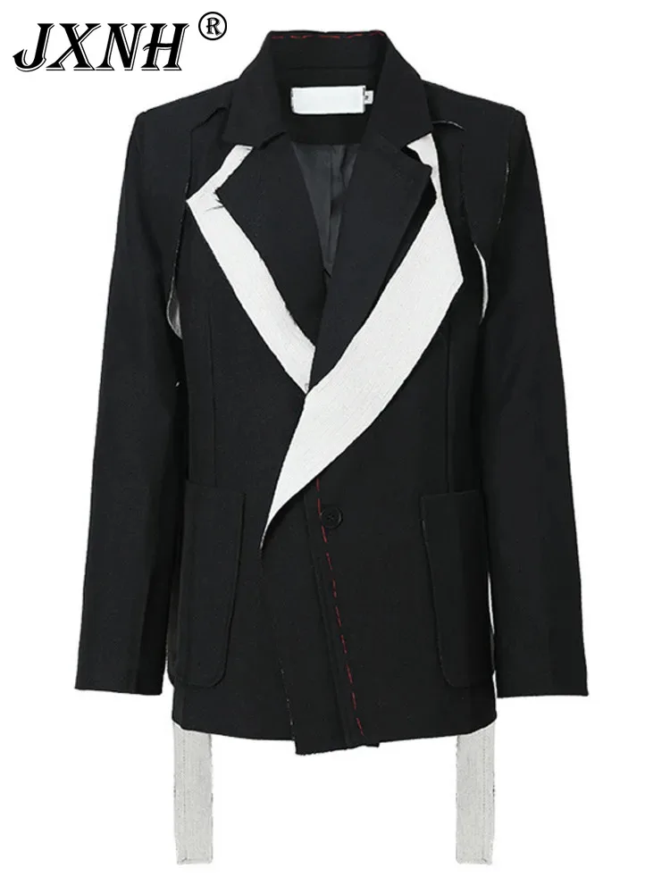 

Minimalist Design With Contrasting Colors, 2024 Spring And Autumn New Women's Hong Kong Style Retro Ruffled Collar Suit Jacket