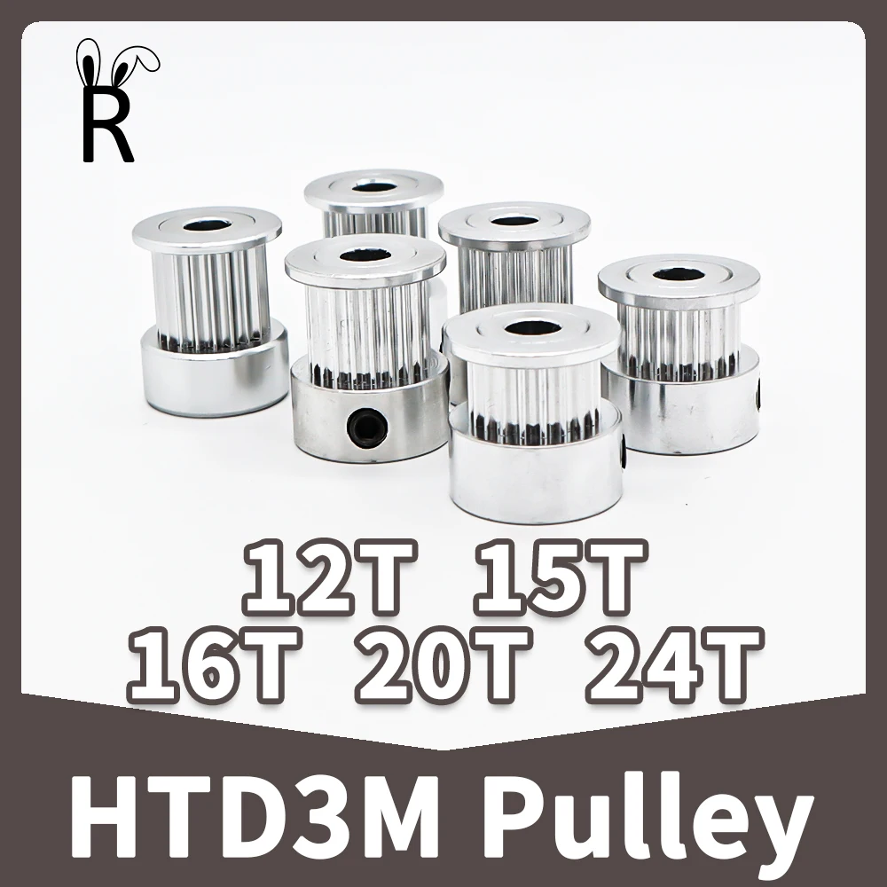 Polea de correa de distribución HTD3M 12T 15T 16T 20T 24 dientes, ruedas síncronas HTD 3M, diámetro 3 4 5 ~ 12 14 15mm de ancho 6 10 15mm, poleas de