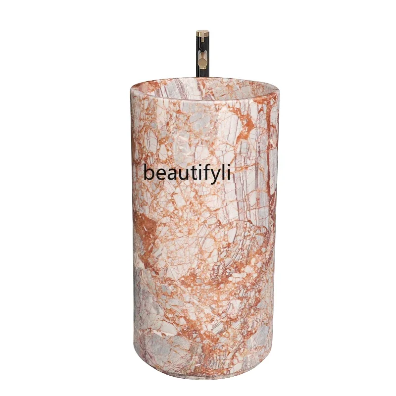 

FG28Natural marble wash basin Home hotel Light luxury square column basin Integrated floor washbasin
