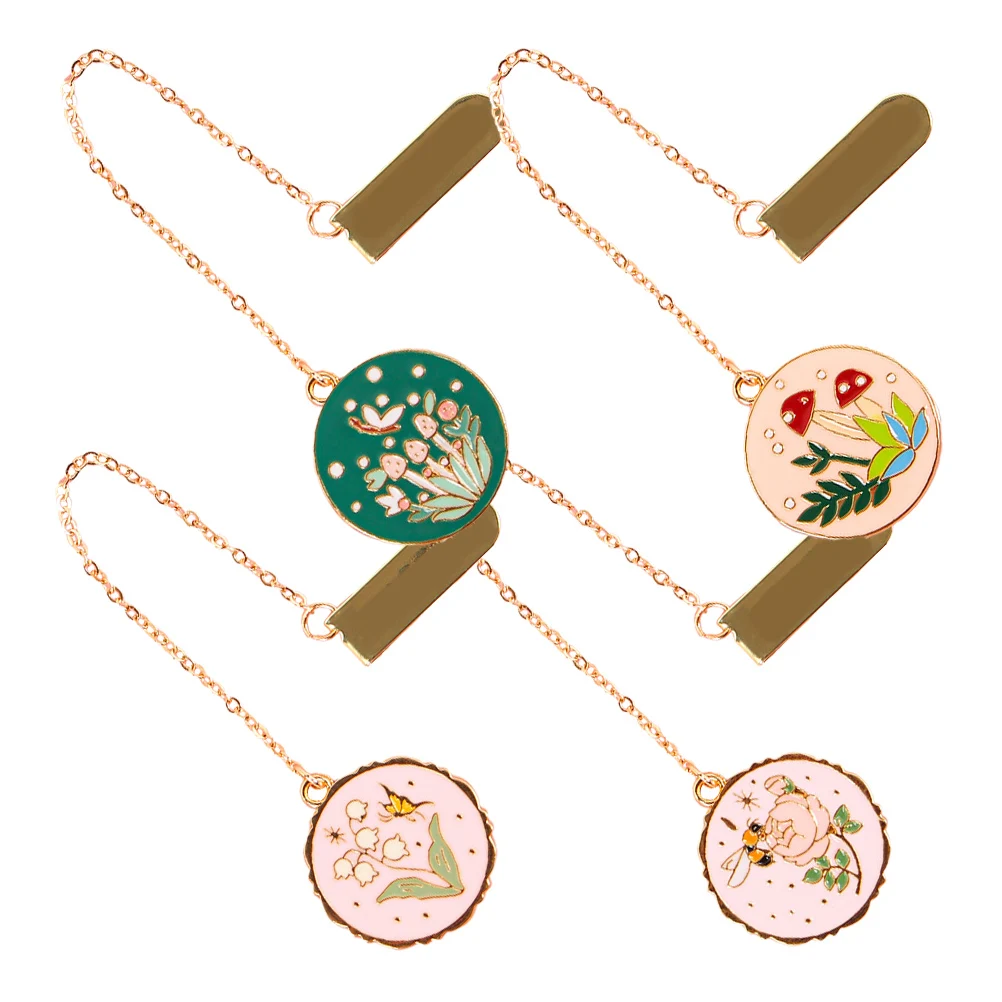 

4Pcs Floral Insect Bookmark Metal Pendant Vintage Alloy Chinese Style Gift Elegant Page Marker Reusable Storage