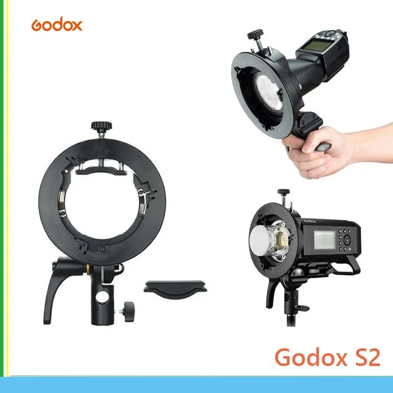 Godox S2 Speedlite Bracket Bowens Mount Flash Holder for Godox V1 Round Head Speedlite V860II TT350 Series outdoor Flash bracket