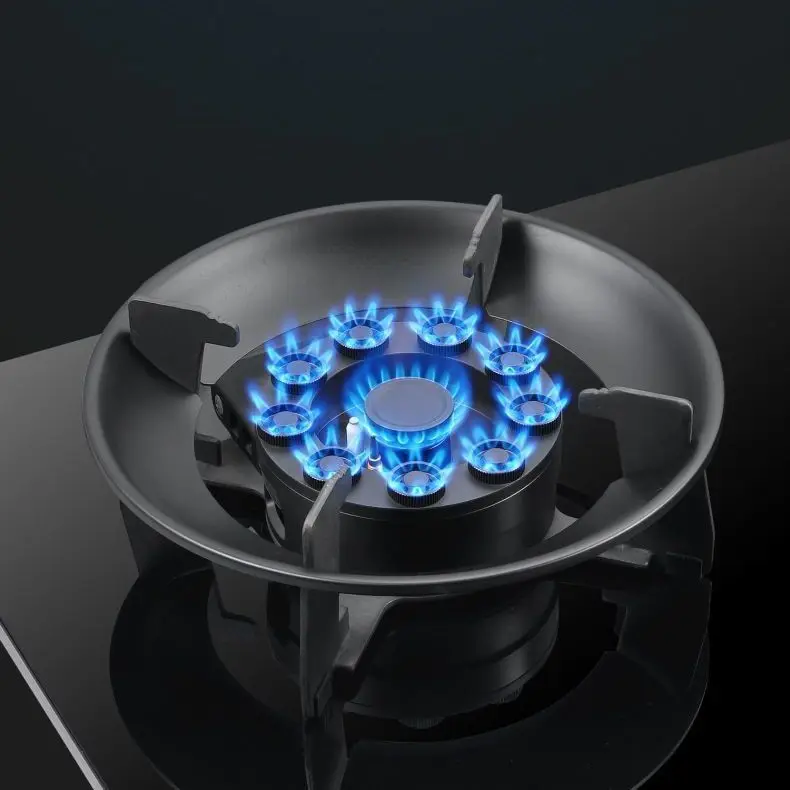 เตาแก๊สจับเวลาสามตาอัจฉริยะจับเวลาครัวผัดเตาไฟสูงแบบบูรณาการก๊าซธรรมชาติก๊าซเหลว