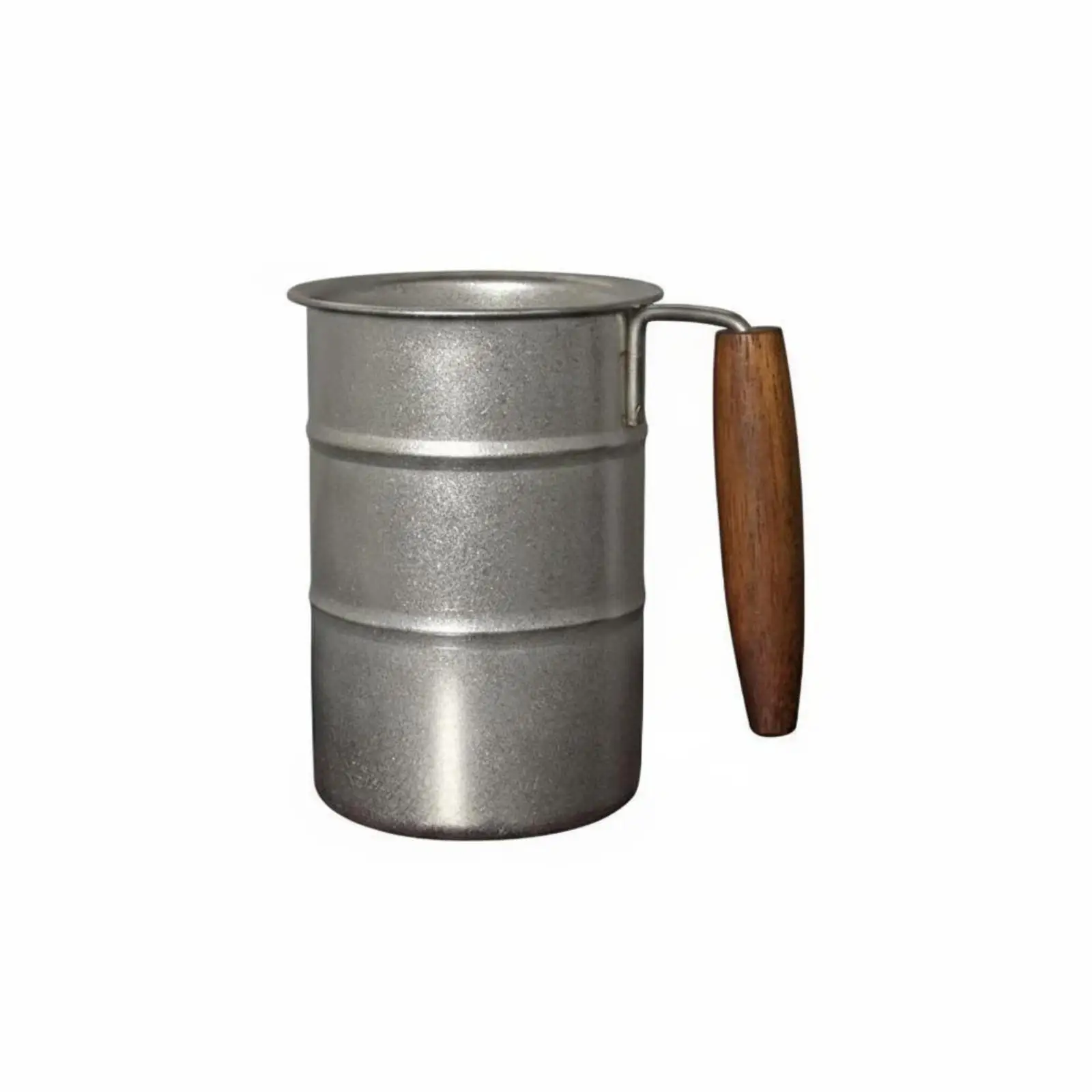 Wood Handle Mug Retro Styled as Stainless Steel Camping Mug Flared Lip