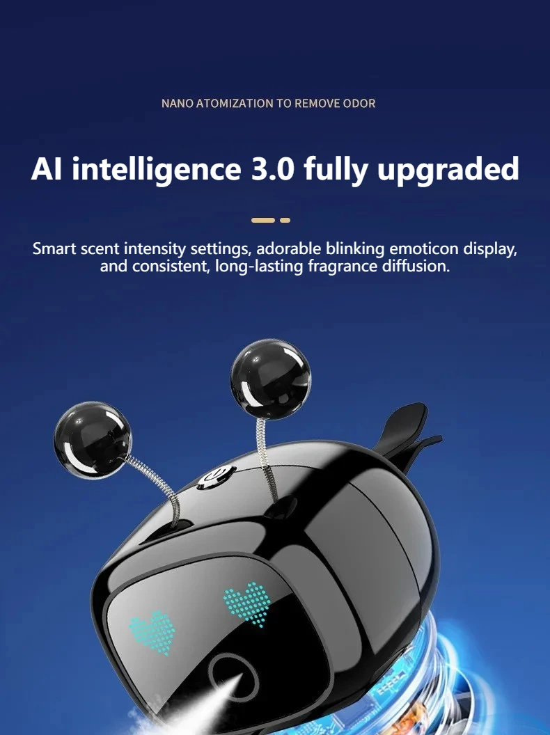 Cute Robot Smart Car Aroma Diffuser Car Air Outlet Fragrance Air Purifier Car Interior Decor Gift Electric Air Freshener