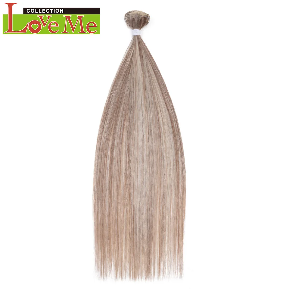 26 inch Yaki Straight Hair Extensions Salon Synthetic Hair Bundles High Temperature Fiber Ombre Blonde Fake Hair