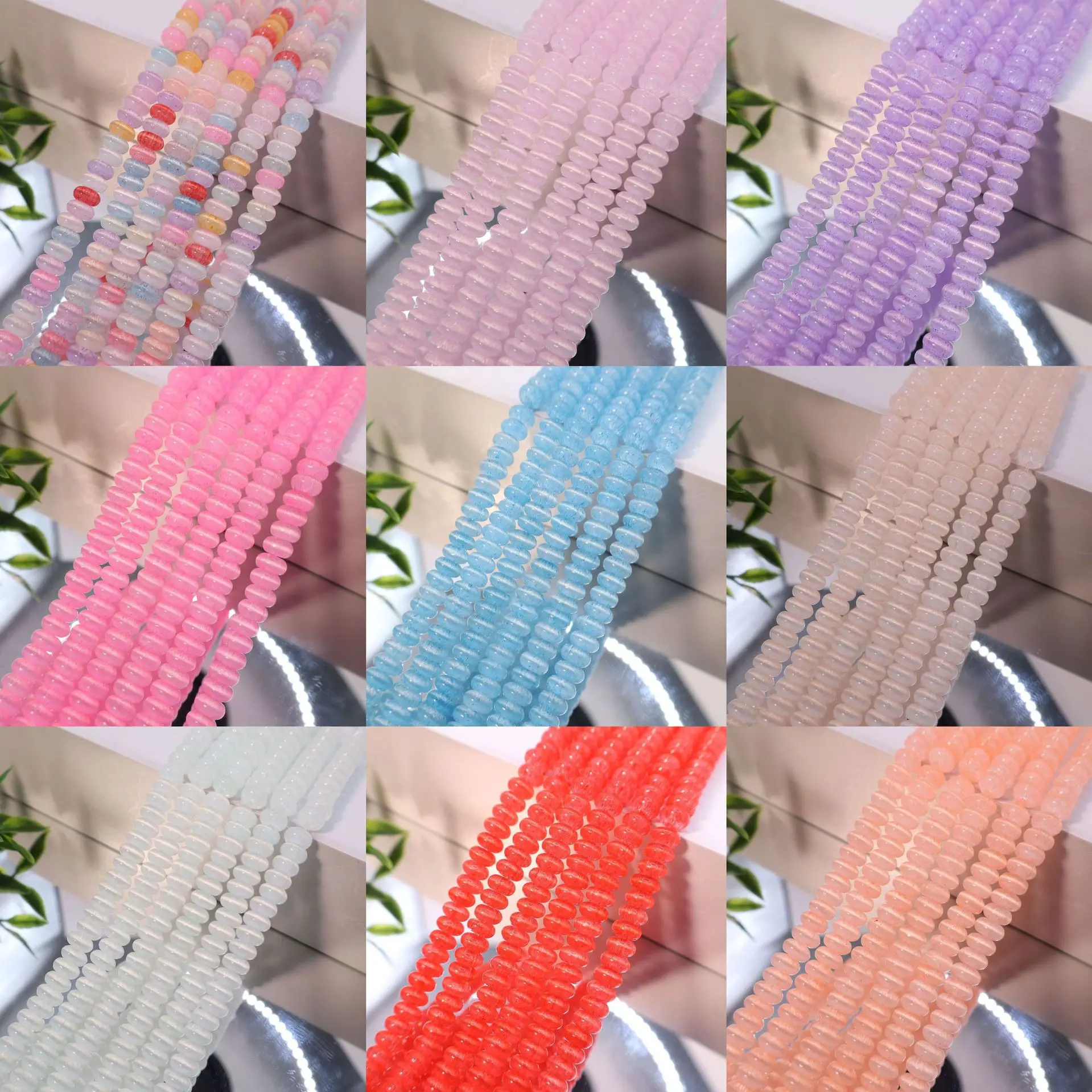 4x6mm Color Cat Eye Stone Flat Bead Wheel Calculation Jewelry DIY Accessories Necklace Hand String Clothing Accessories
