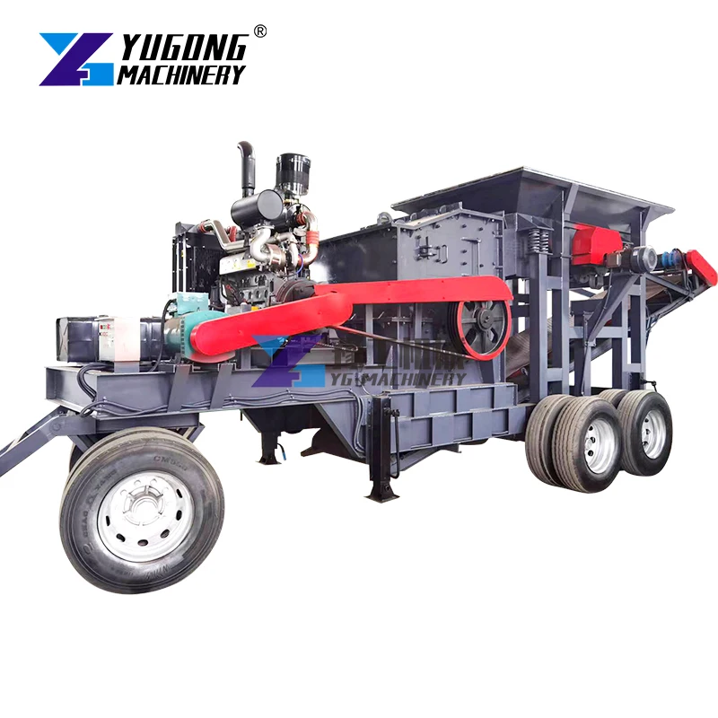 Yugong Mobile Crushing Portable Quarry Diesel Rock Gold Plant Stone Crusher Machine for Sale Price