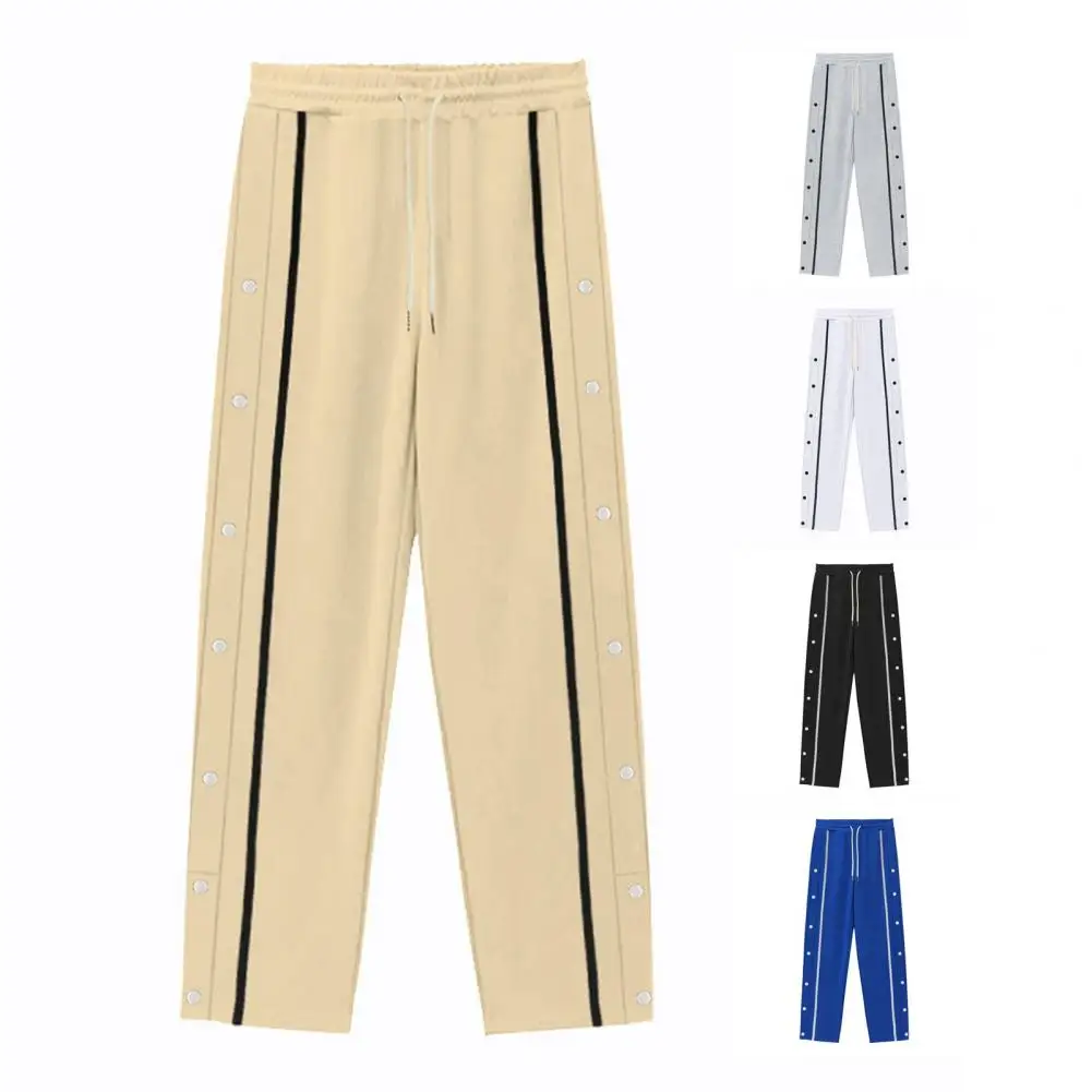 

Новинка весны и осени 2024, мужские повседневные брюки, модные однобортные полосатые брюки в стиле хип-хоп, модные мужские прямые брюки на шнурке