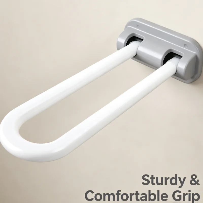 Foldable Toilet Safety Rail for Wall Mounted Bathroom Grab Bar Non Slip Support Handle for Shower Bathtub Assistance