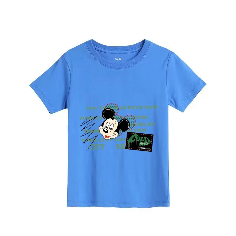 

7-13age Kids T-shirts Summer Disney Mickey Casual Sport Clothes Children's Short Sleeve Tshirt