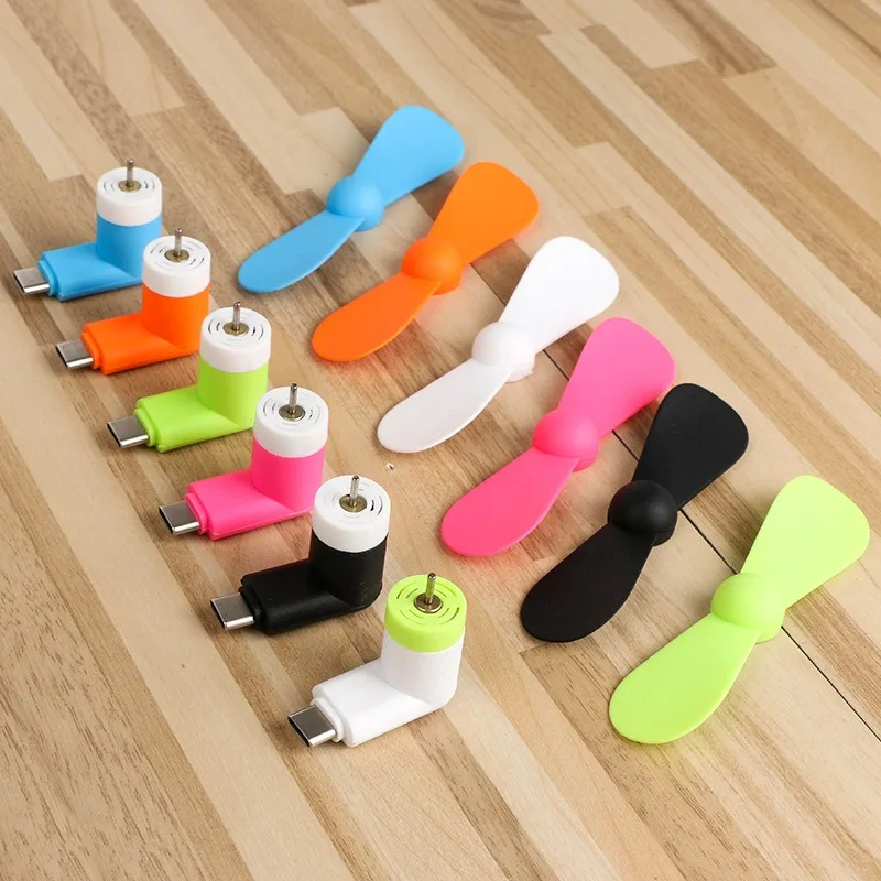 2024 2 in 1 Mini Travel Portable Rechargeable Cell Phone Fan Handheld Mini Fan for Type-C  Android Micro USB
