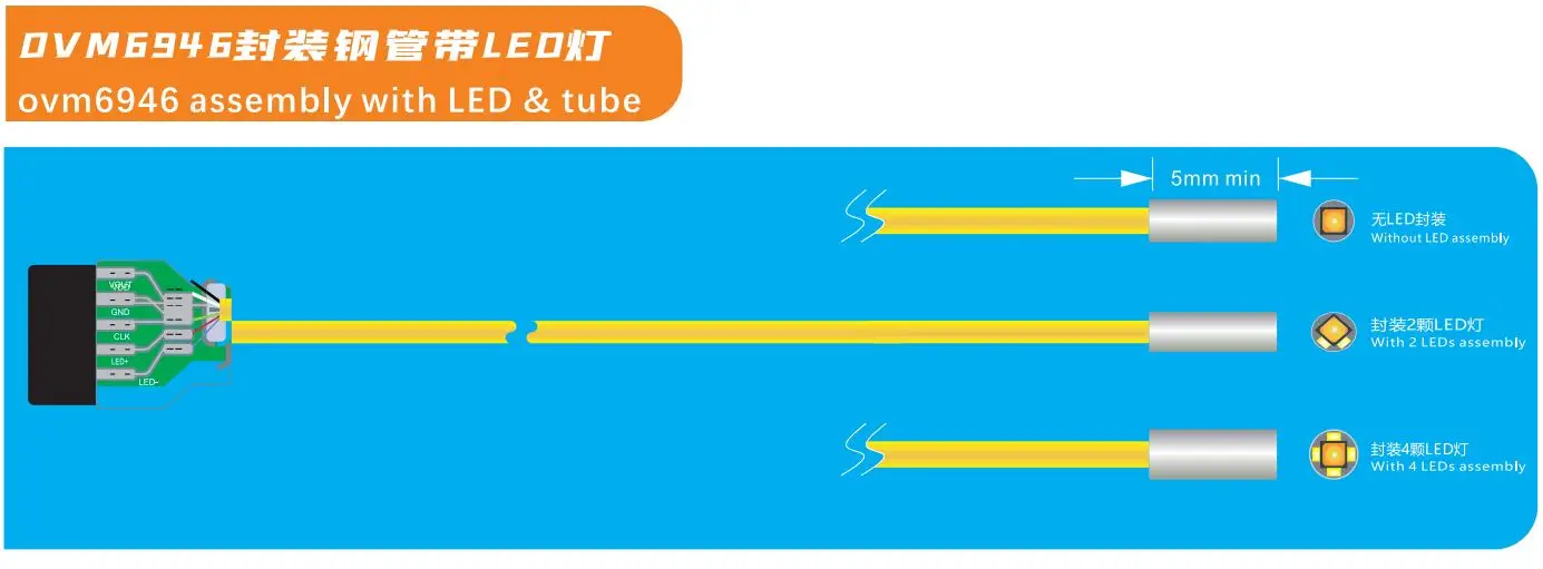 Módulo USB de endoscopia desechable cmos en miniatura de 2mm OVM 6946 médico