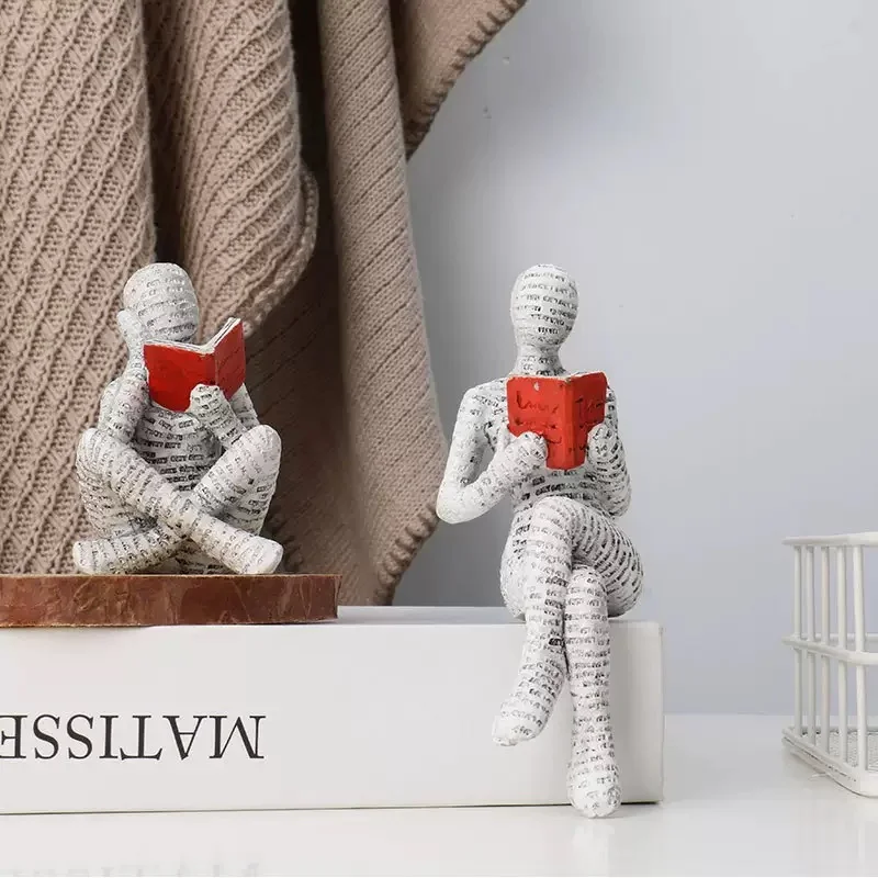 Creative Reading Women Resin Sculpture Leg Lifting Statue Home Office Desktop Decoration Abstract Art Crafts Decoration