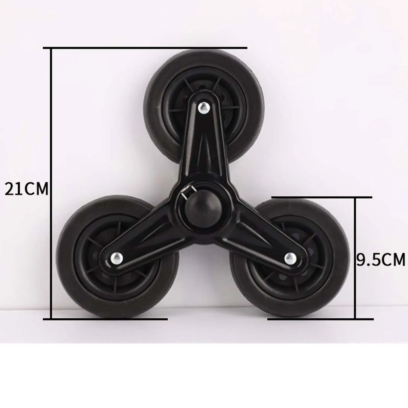 2Pcs Folding Grocery Cart Rubber Tri Wheels Simple Installation Accessory Lightweight Sturdy Anti Slip Stair Climbing Wheels