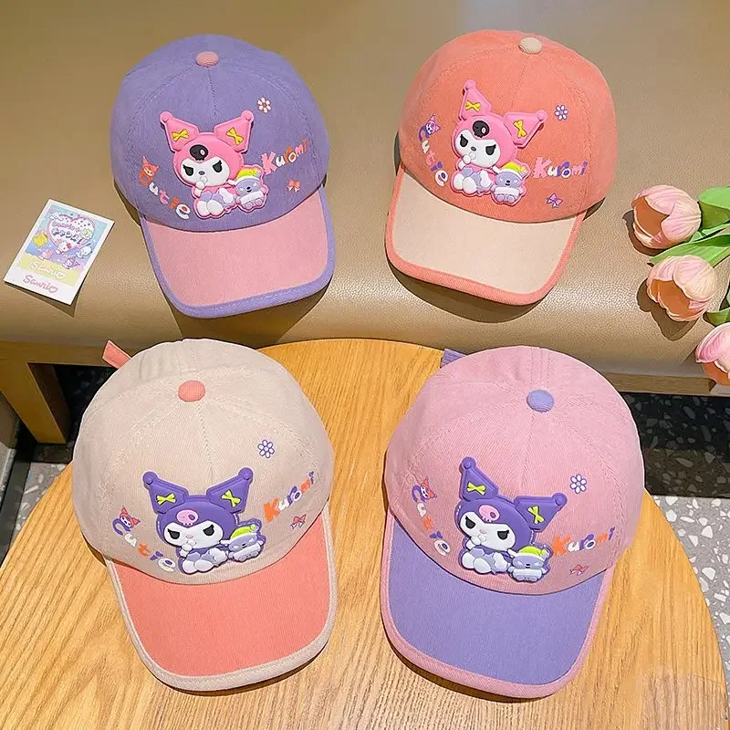 

Sweet Kuromi Anime Kawaii Pendant Children Sun Protection Hat Cute Sanrio Ins Cartoon Baseball Cap Christmas Gifts for Kids