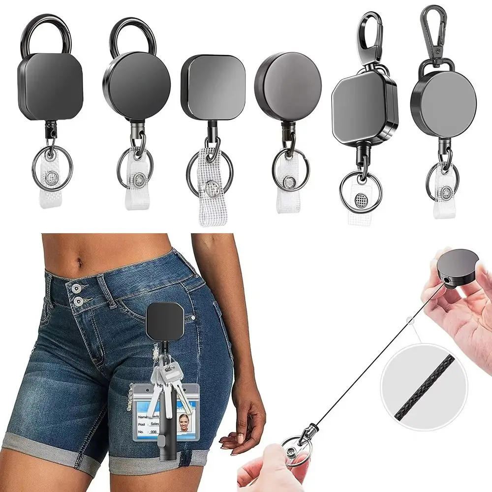 Portable Metal Pull Reel Carabiner Retractable Anti Lost Anti-lost Keychain Badge Reel Clip Key Management