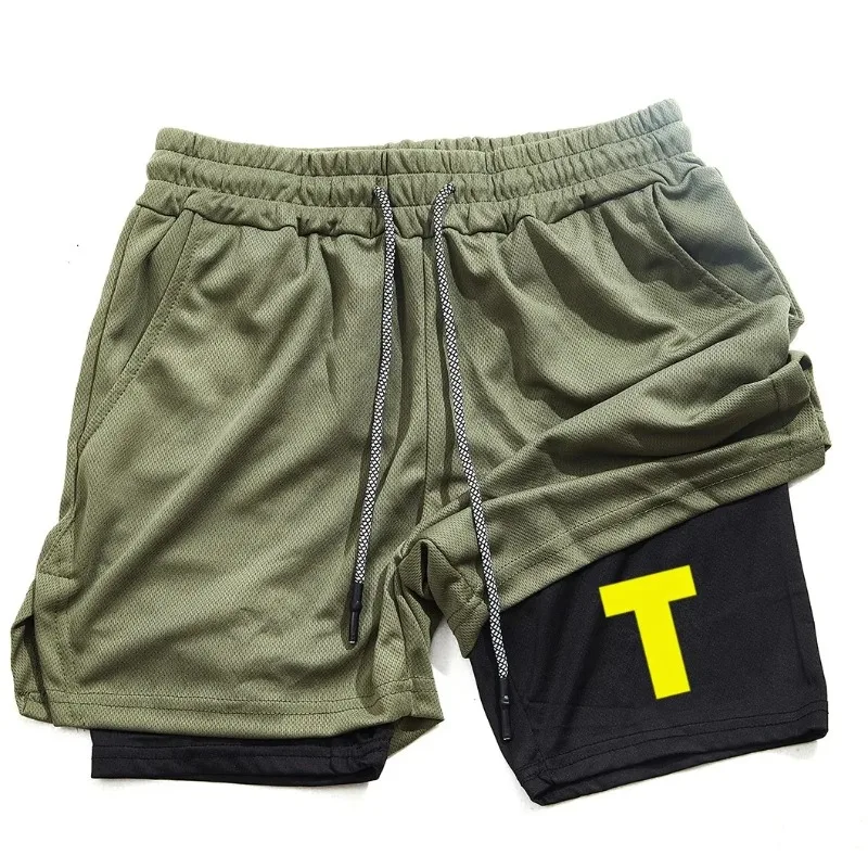 Summer 2026 New Trendy Alvin and Chipmunk Red Men's Sports Shorts 2-in-1 Running Shorts Fitness Shorts Animated Pattern A/s/T