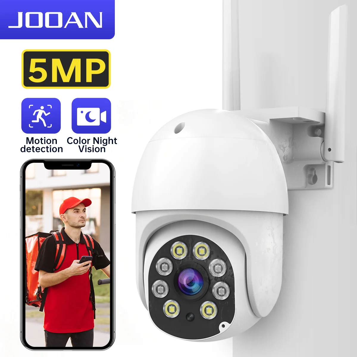 JOOAN 5MP 3MP Wifi IP Camera Outdoor Wired Security Surveillance Camera 5X Digital Zoom Auto Tracking Night Color CCTV Camera