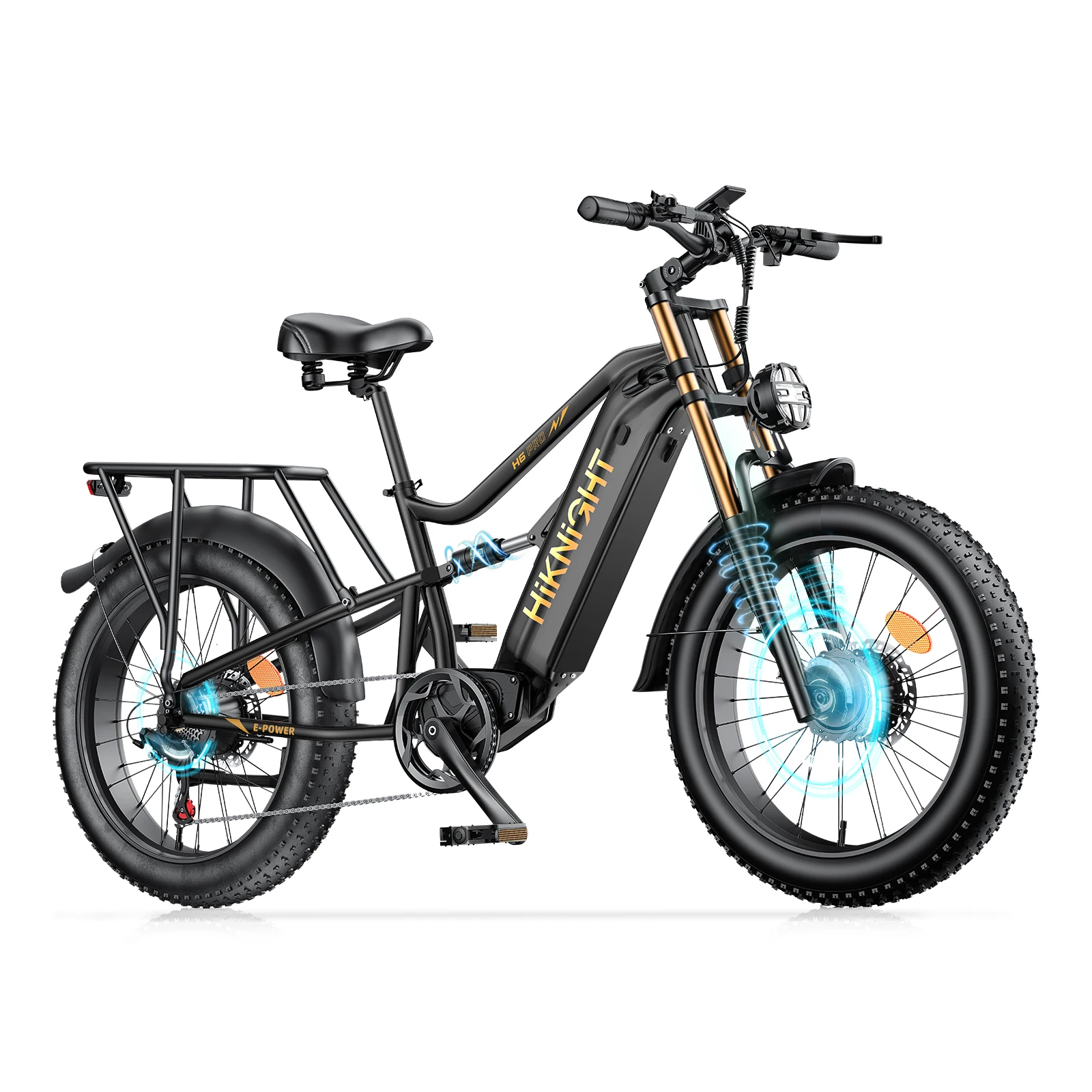 H6 PRO elektrische fiets, 52V20Ah batterij elektrische mountainbikes, piek 4000W motor, 50 km/u maximale snelheid, 26x4 inch dikke banden EBi