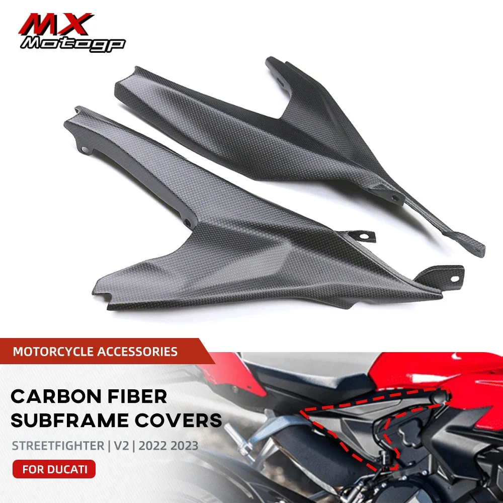 For DUCATI Streetfighter V2 2022 2023 Carbon Fiber Subframe Covers Side Panels Fairing Motorcycle Parts Frame Guards Protector