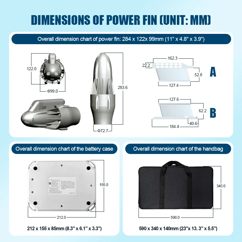 Skatinger Sup Motor Electric Fin 240W 12V DC Electric Surf Surfboard Fish Fin Motor Kayak 36v Paddle Surf Board for Sup