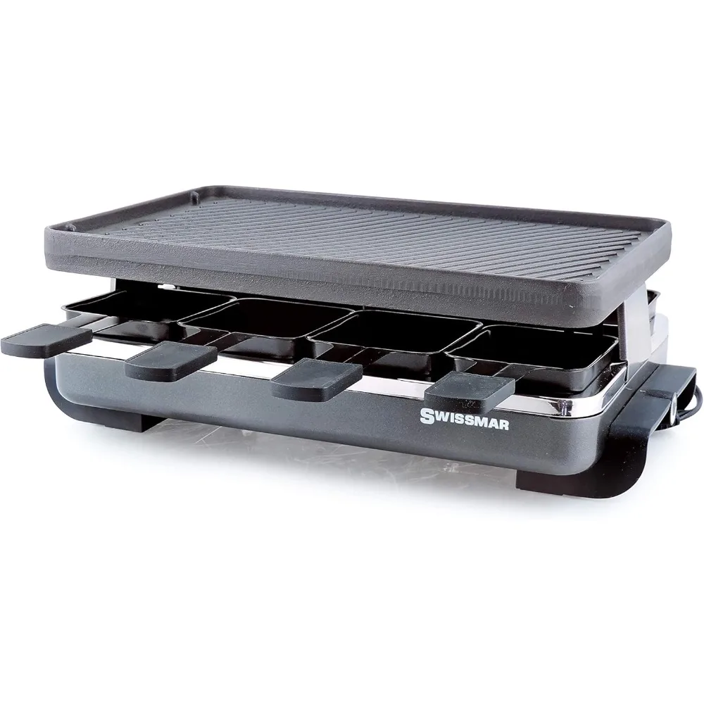 

KF-77040 Classic 8-Person Raclette with Reversible Cast Iron Grill Plate/Crepe Top, Black