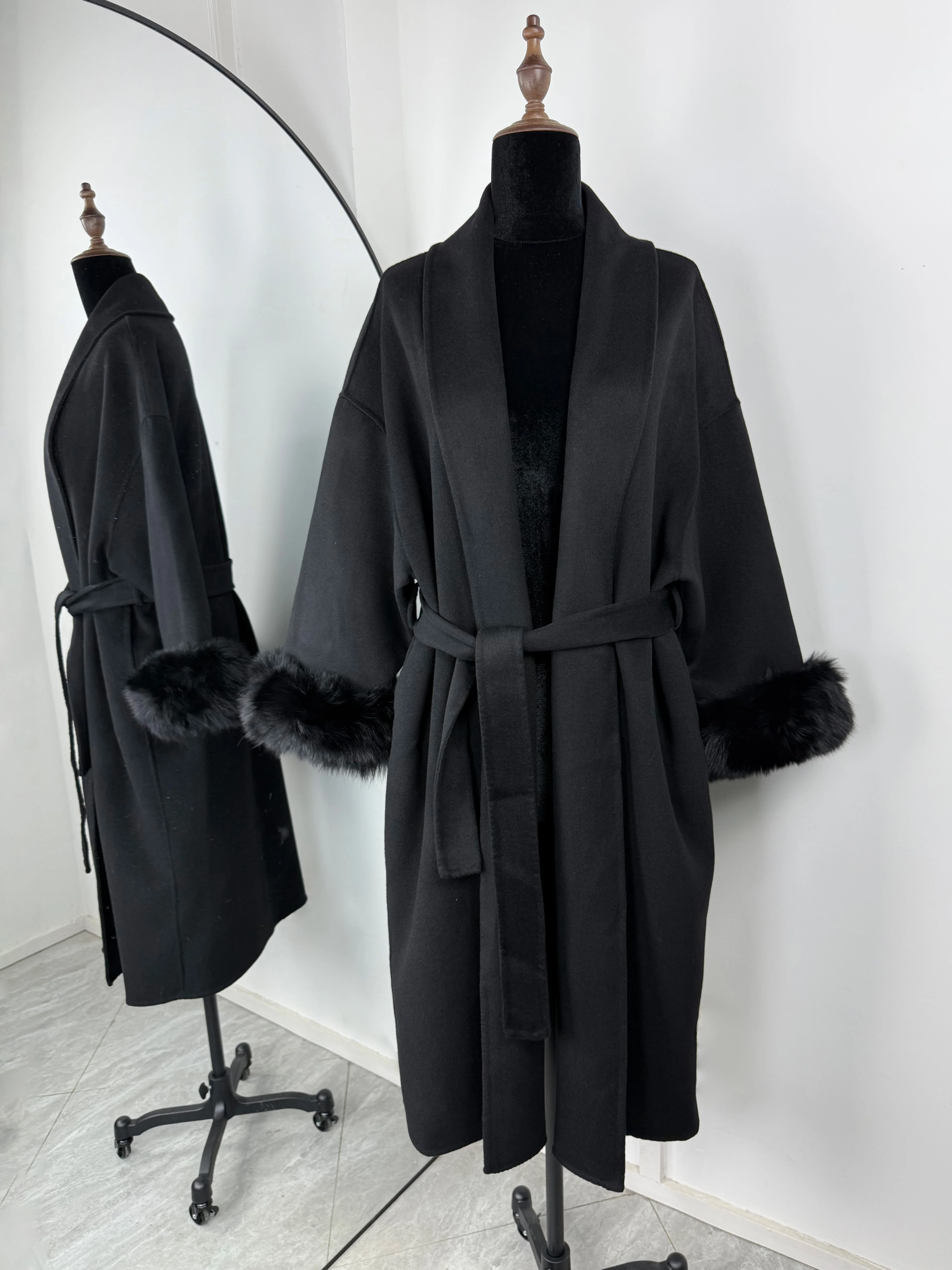 TARUXY Fuchspelz-Wollmäntel für Damen, kurzer Mantel, Bürodame, abnehmbarer, eleganter doppelseitiger Wollmantel, 2025, neue Strickjacke