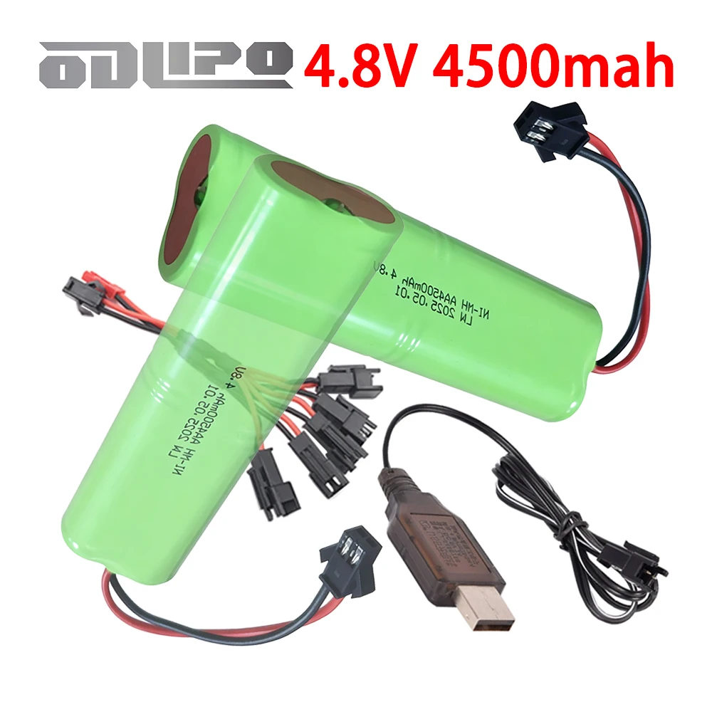 1400mAh Upgrade to 4500mah Ni-MH 4.8V Rechargeable Battery + USB Charger For Rc toys Cars Tank Truck Robot Boat 4.8V AA Battery