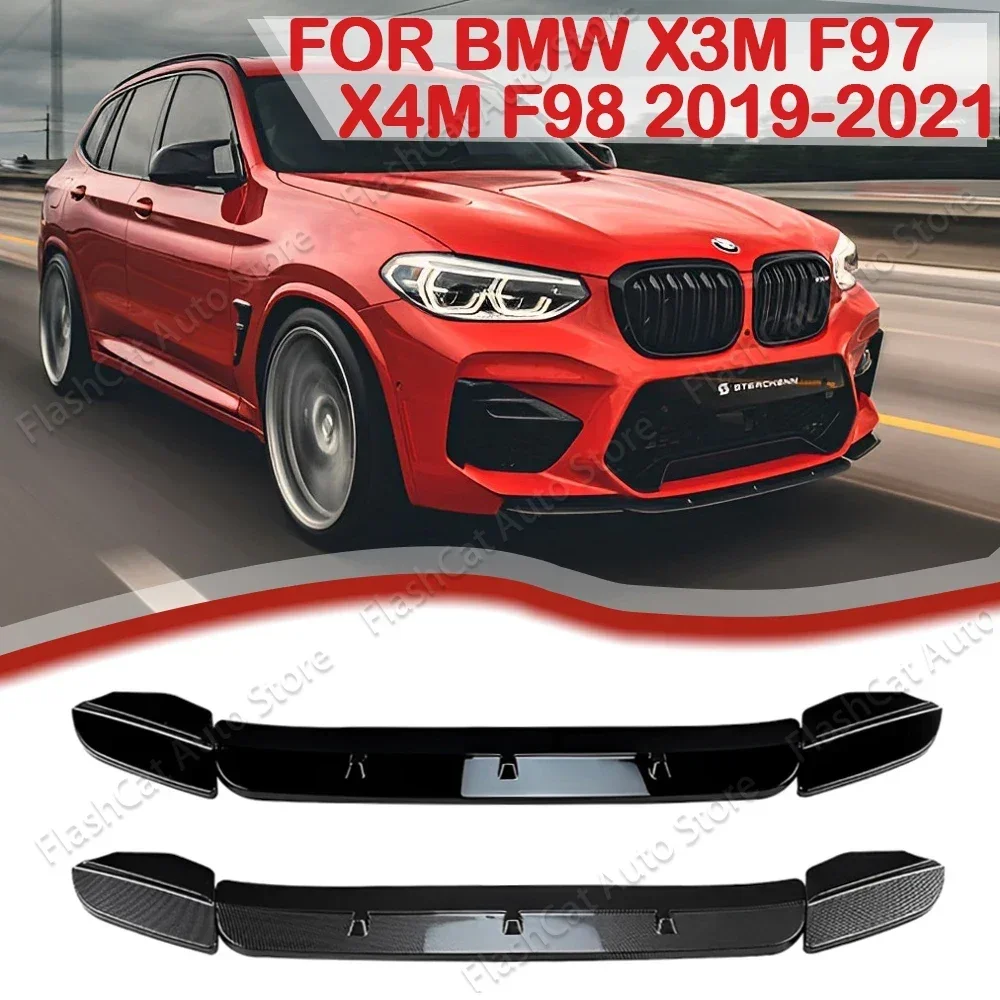 X3M X4M Front Bumper Lip Splitter Diffuser Spoiler For BMW X3M F97 X4M F98 Pre-LCI M Competition Sport Pre-Facelift 2019-2021