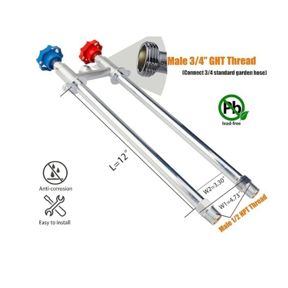 No Frost Outdoor Spigot Faucet Outdoor Faucet No-Frost Spigot 1 2' Male Iron Pipe Thread Solid Brass Construction