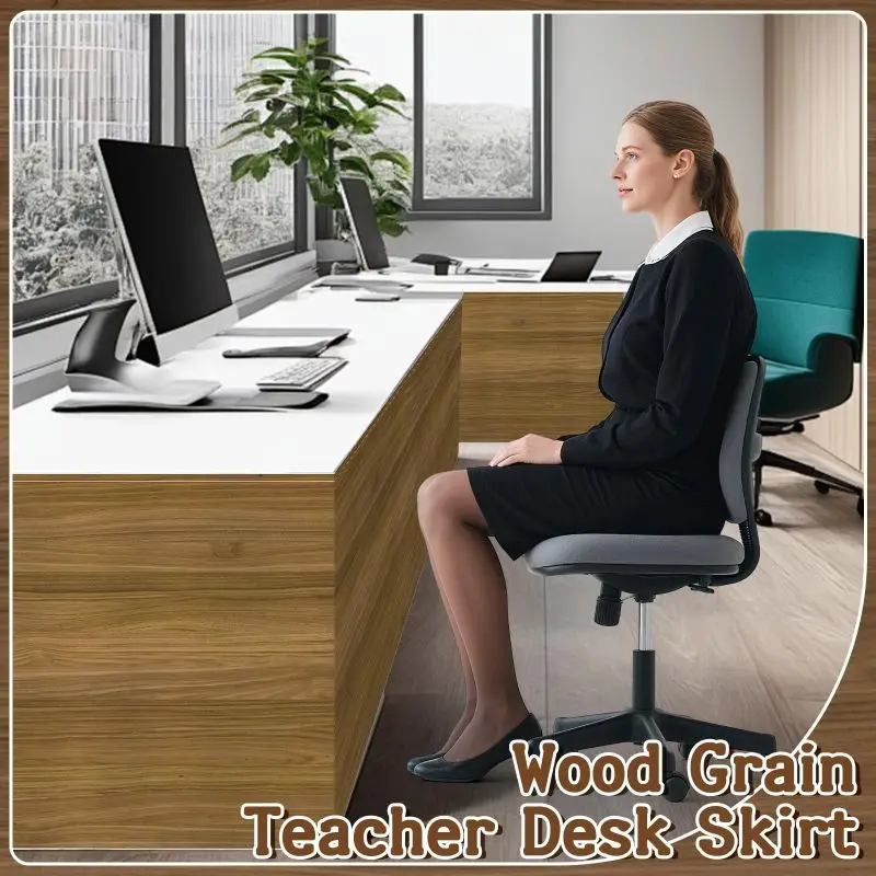 VIKAMA Hook and Loop Desk Skirt No Drill Table Cover for Teacher Desk Student Desk Bookcase Cabinet Classroom Decor