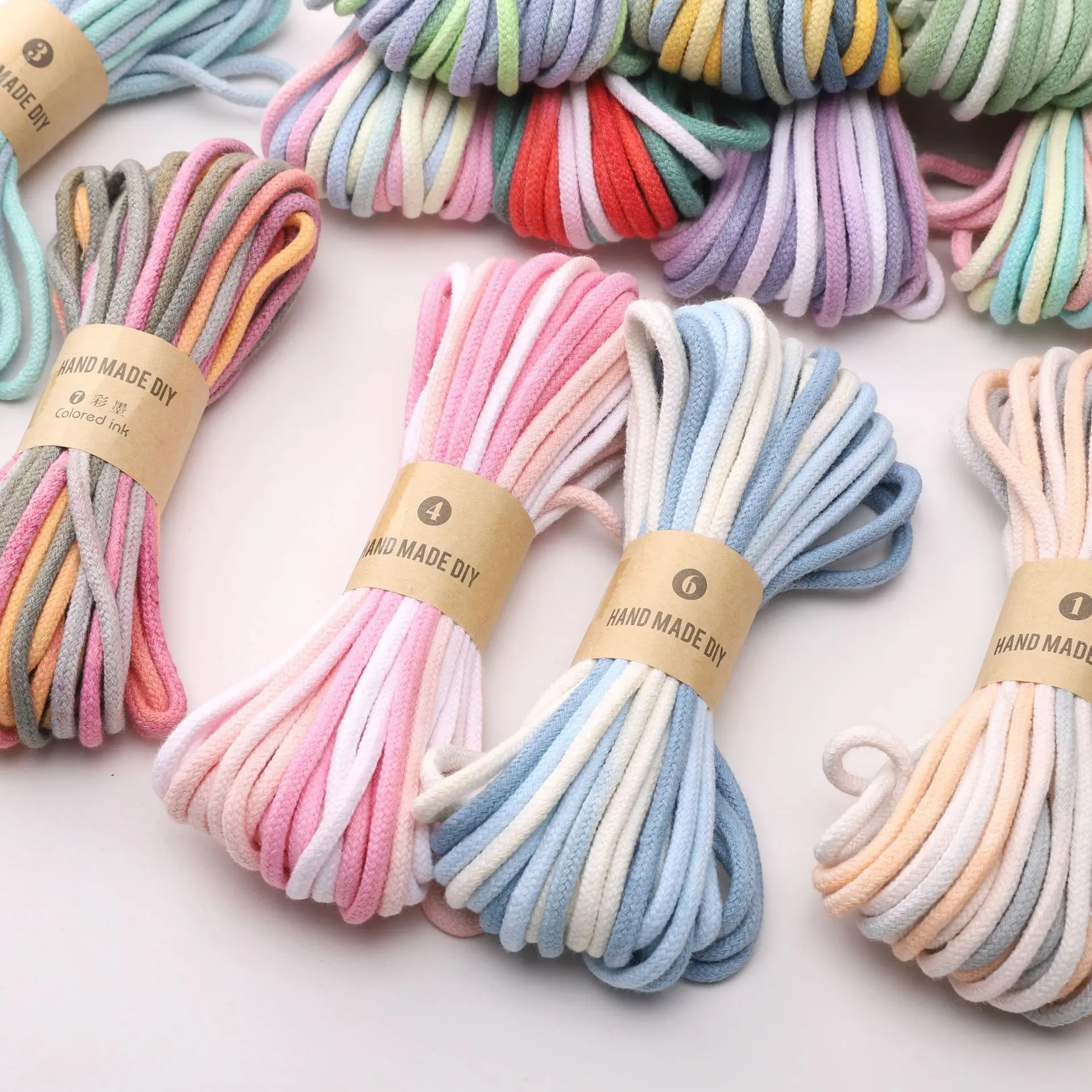 4 mm 10 m farbiges Baumwollkabel mit Farbverlauf für Taschen, Kleidungsstücke, Heimtextilien, Dekoration, Telefon, Auto, Hängeseile, DIY-Näh- und Bastelzubehör
