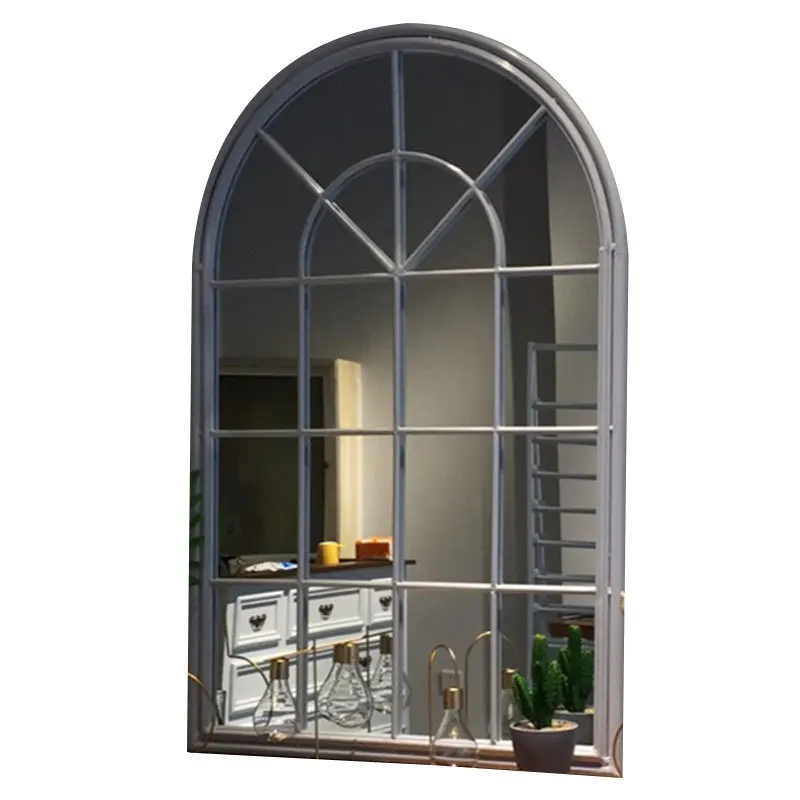 

wrought iron arc hanging small apartment, living room wall clothing store false window decoration, background hanging mirror