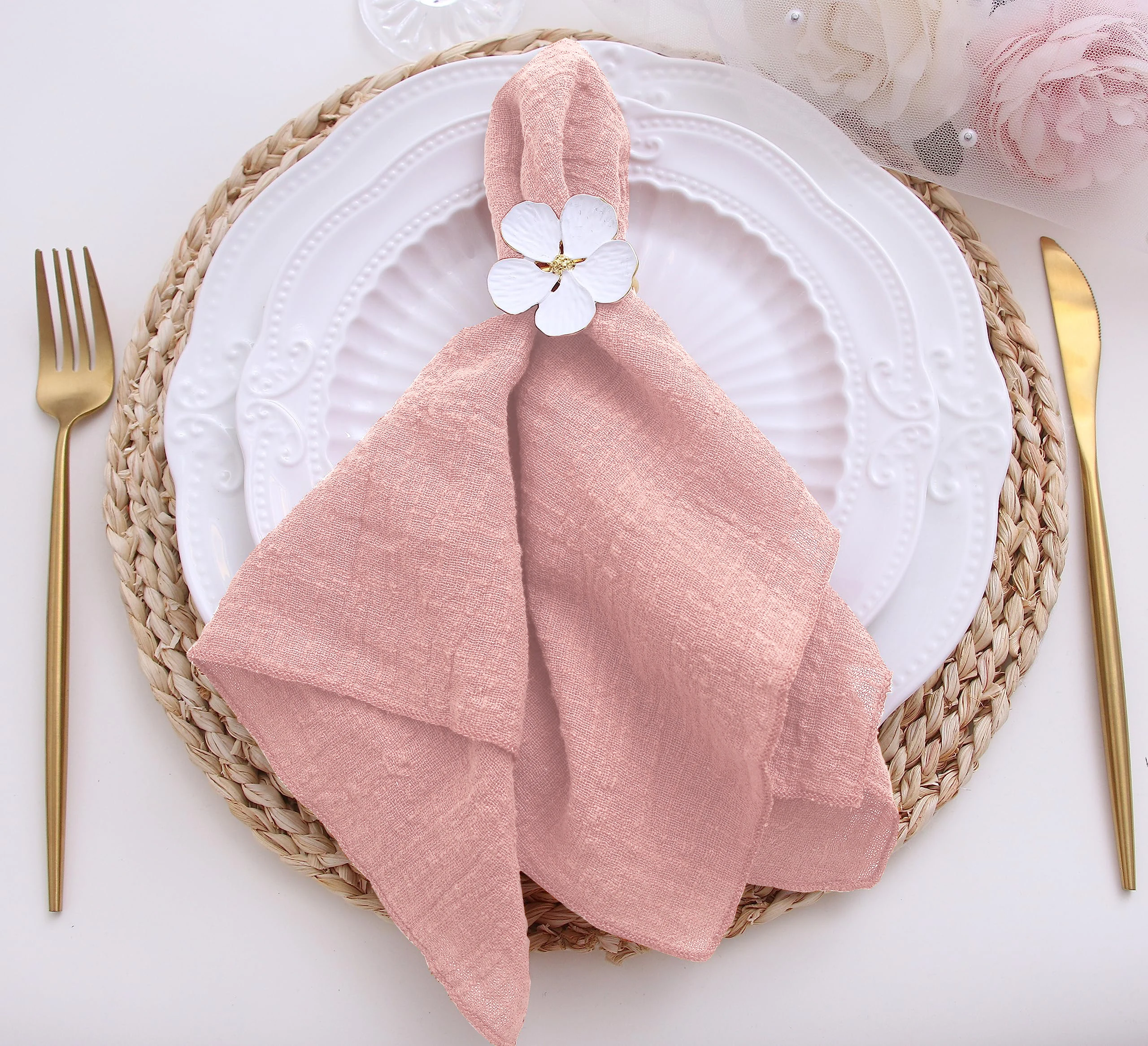 

20PCS Napkins Cotton Gauze 30x30cm Napkin Muslin Tea Towels Dinner Retro Cheesecloth Wedding Party Rustic Table Decoration