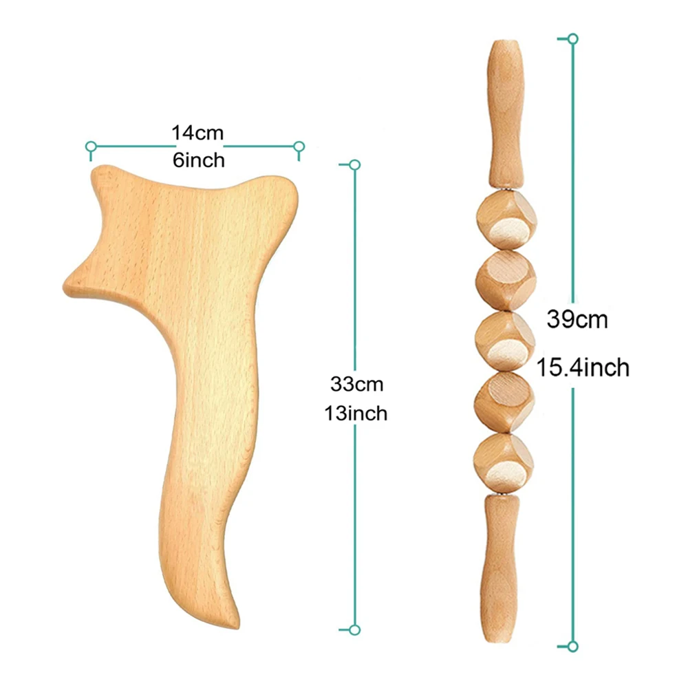 Wooden Massage Roller Wood Therapy Massage Tools Maderoterapia Kit for Body Shaping, Lymphatic Drainage, Anti-Cellulite Massager