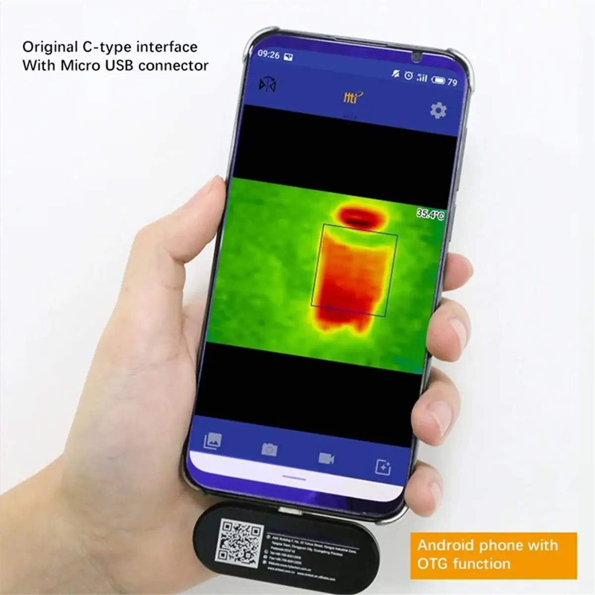 Dynamic Mobile Thermal Camera USB Type-C Android Mobile Phone Devices HT-102 32x32 Infrared Thermal Imager Temperature -20-300℃
