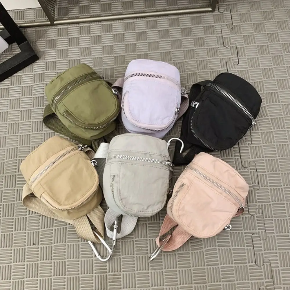

Elegant Solid Color Nylon Mini Backpack Mini Handbag Sling Bag Pendant Hanging Korean Style Card Bag Outdoor