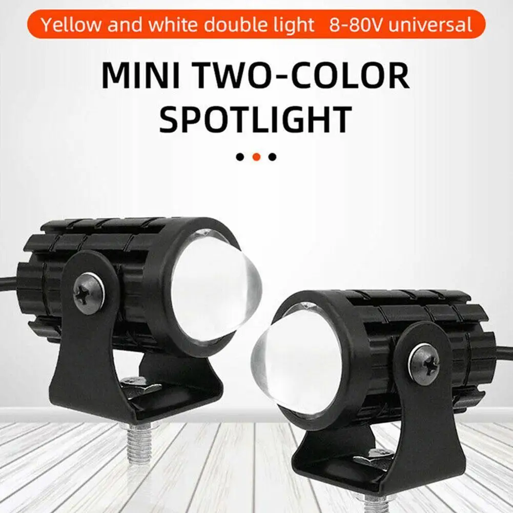 Motorcycle LED dual-color lights for Headlight Auxiliary Spotlight Lamp R ATV Scooter Fog Light Accessories 12V B7N3