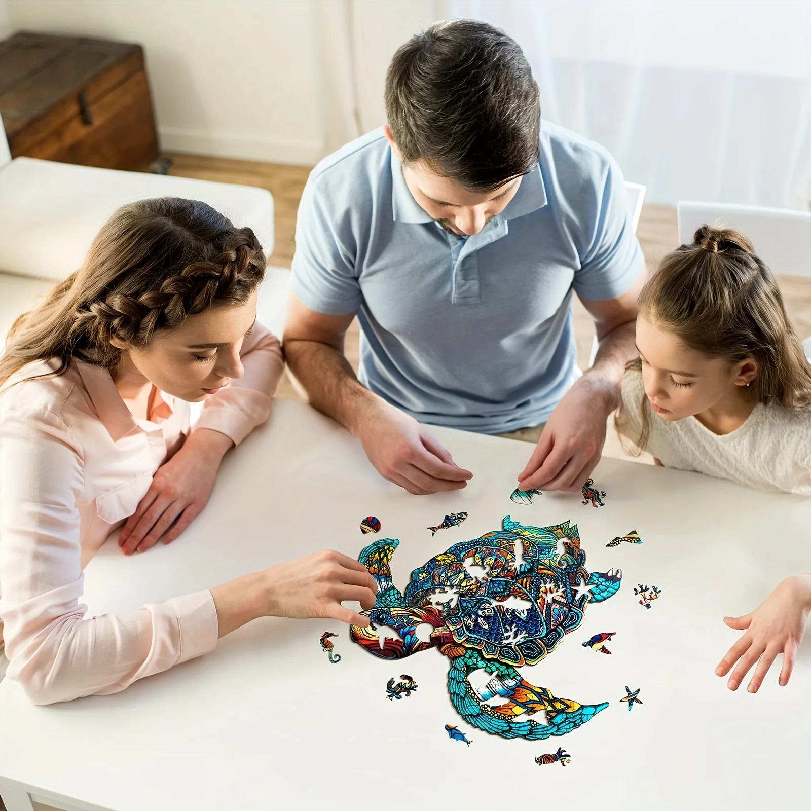 Rompecabezas de madera de tortuga para adultos y niños, piezas en forma de animal, juguetes de rompecabezas con paquete, regalo de Navidad, decoración del hogar