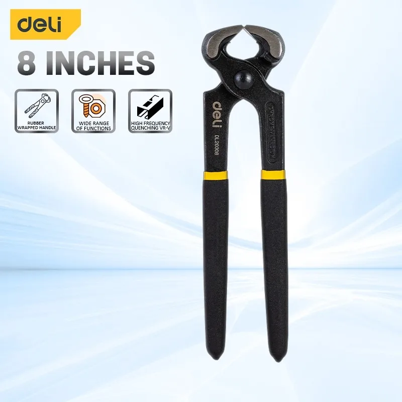 Deli Carpenters Pincers End Cutting Pliers Wire Cutting Pliers Nail Puller Nail Remover Tool for Pulling Nails or Cutting Wires