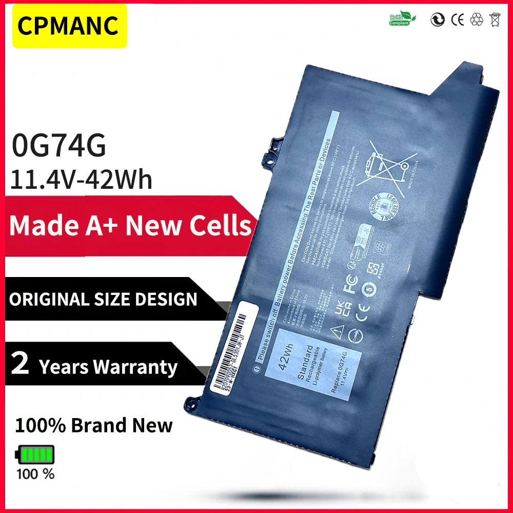 

CPMANC 0G74G Аккумулятор для ноутбука DELL Latitude 5300 5310 7300 7400 серии OG74G 02PFPW 11,4 В 42 Втч