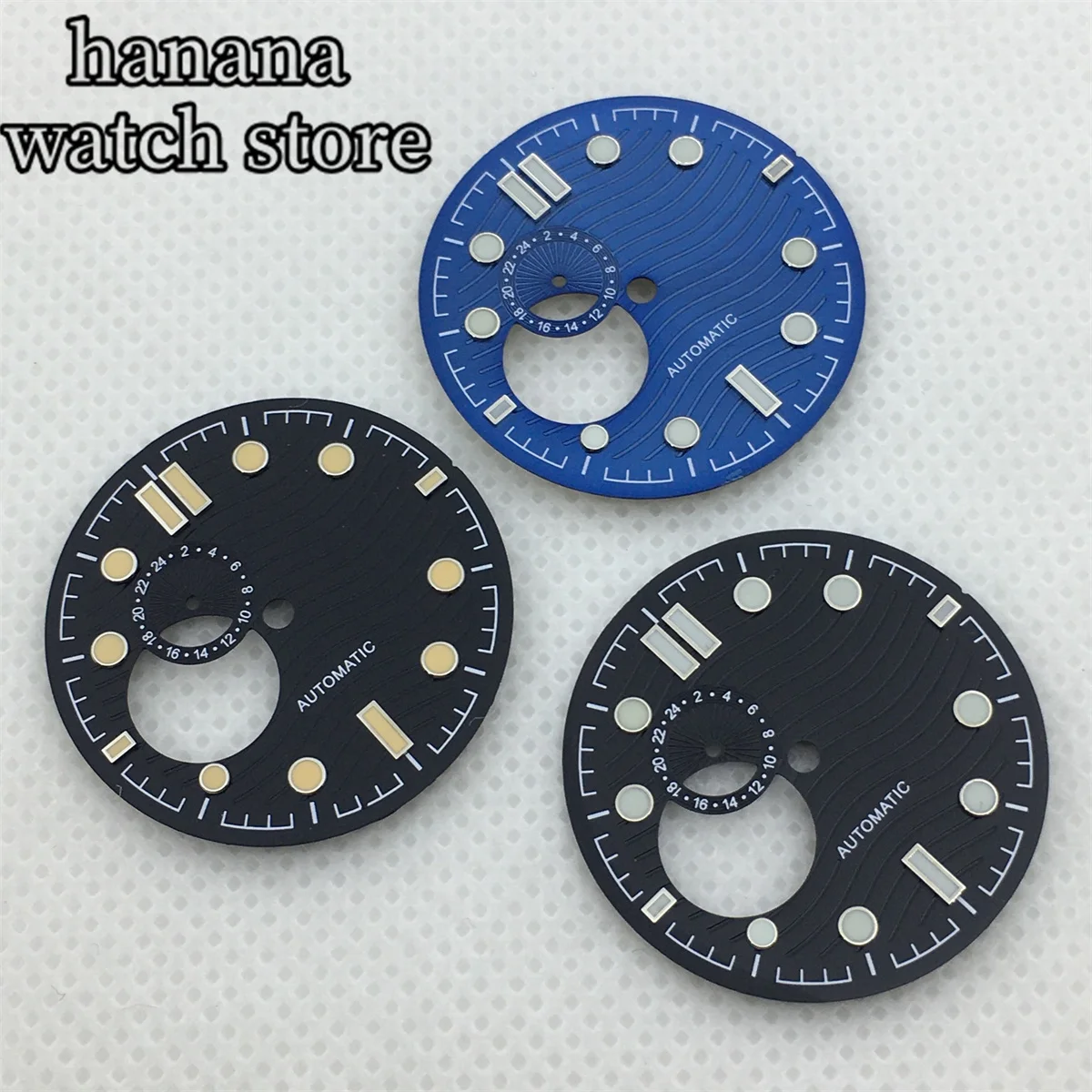 BLIGER 31 мм синий, черный, белый полый светящийся циферблат с водяным принтом для аксессуаров для часов с механизмом NH39