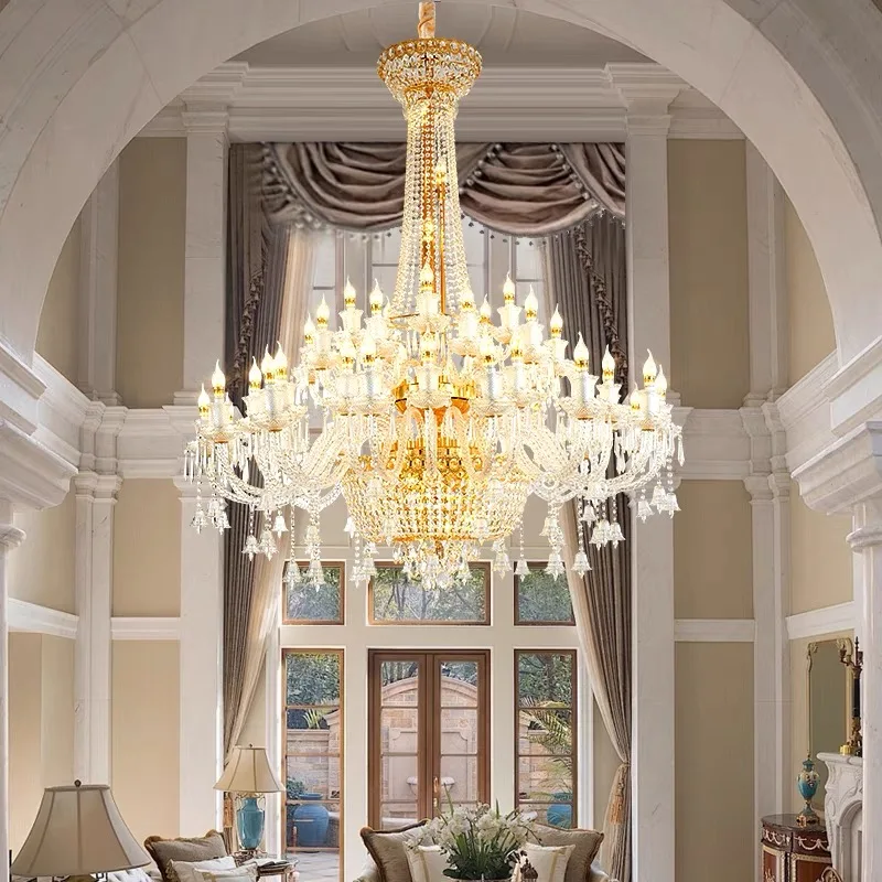

French Pendant Light, European Wedding Crystal Light, Living Room, Bedroom, Villa, Duplex Building, Luxurious Lighting Fixtures