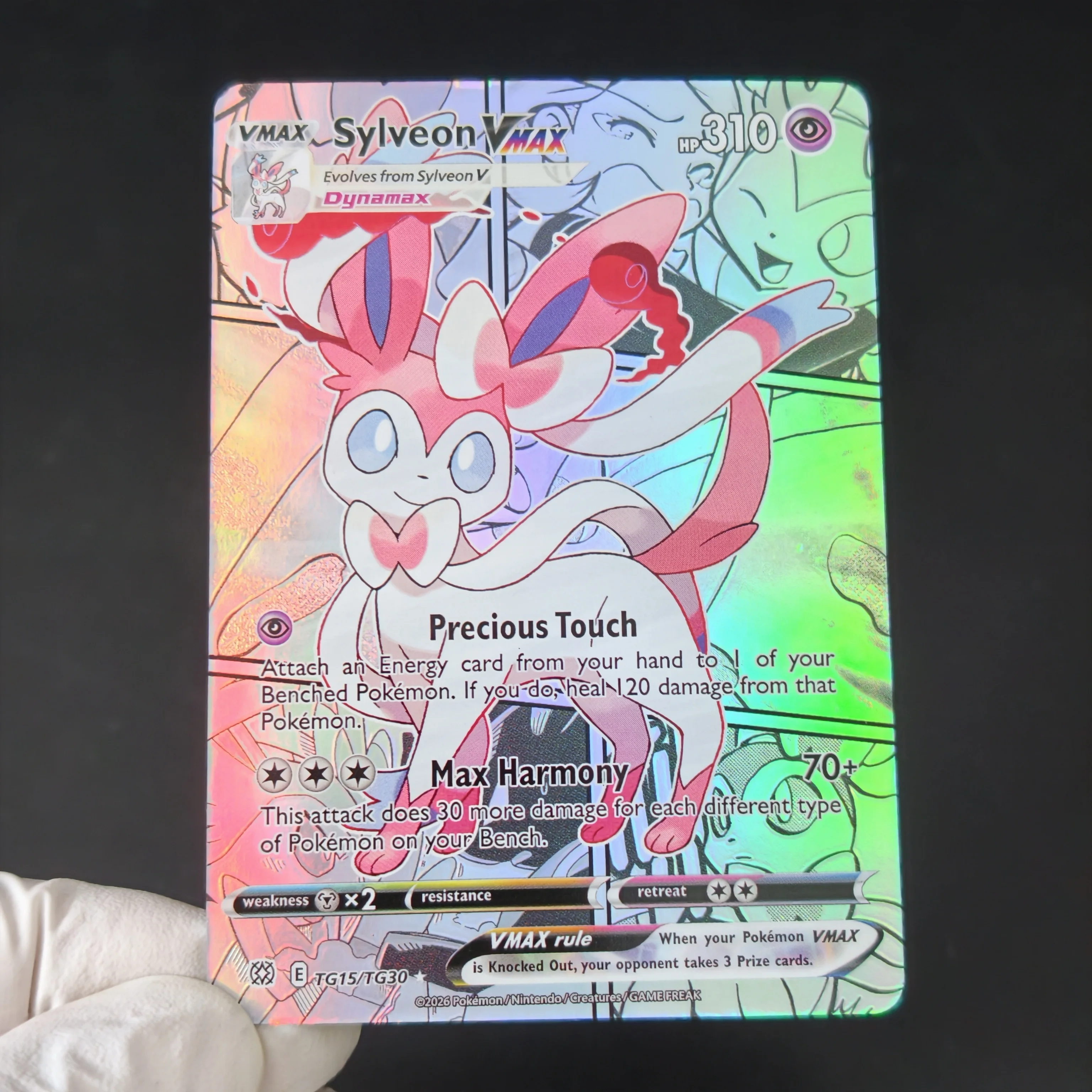 9Pc/TCG Cards PKM Eeveelution Comic Series Card Eevee Evolutions Vmax Full Art Rainbow Laser Textured Holo Collectible Card
