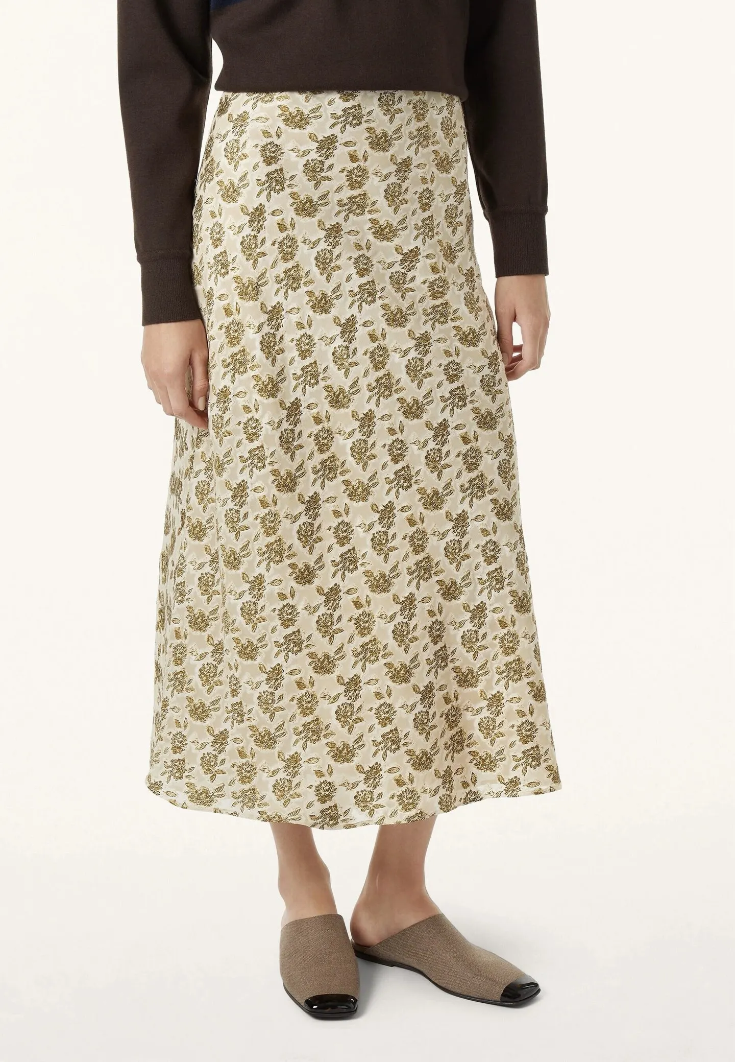 

Spring And Summer New High-Quality Floral Silk Half Skirt, Women'S Retro Style Printed A-Line Skirt, Mid Length Skirt