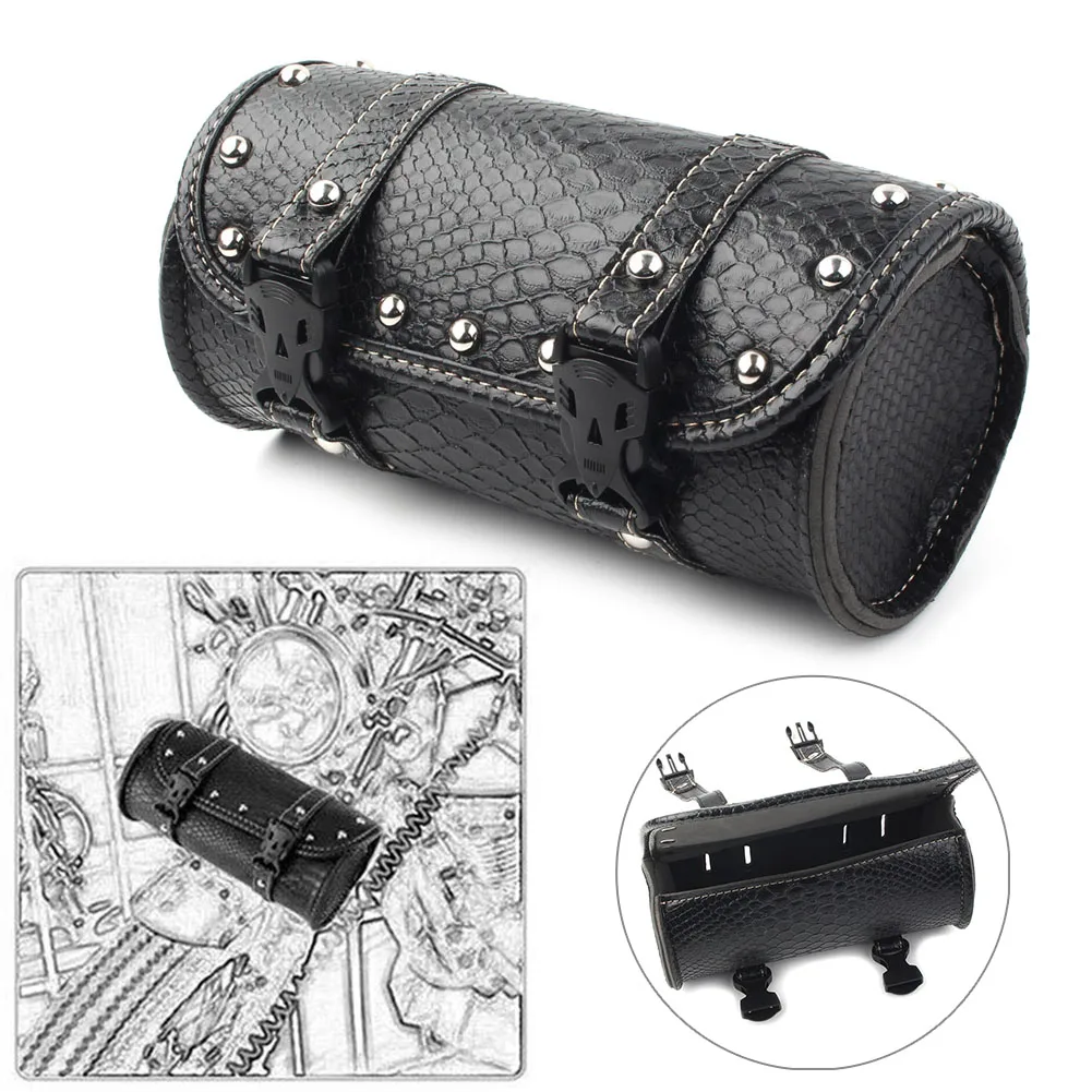 Motorcycle Tools Bag Fork Handlebar Saddlebag Roll Barrel Pouch Leather For Harley  FOR Yamaha FOR Honda FOR Kawasaki FOR Suzuki