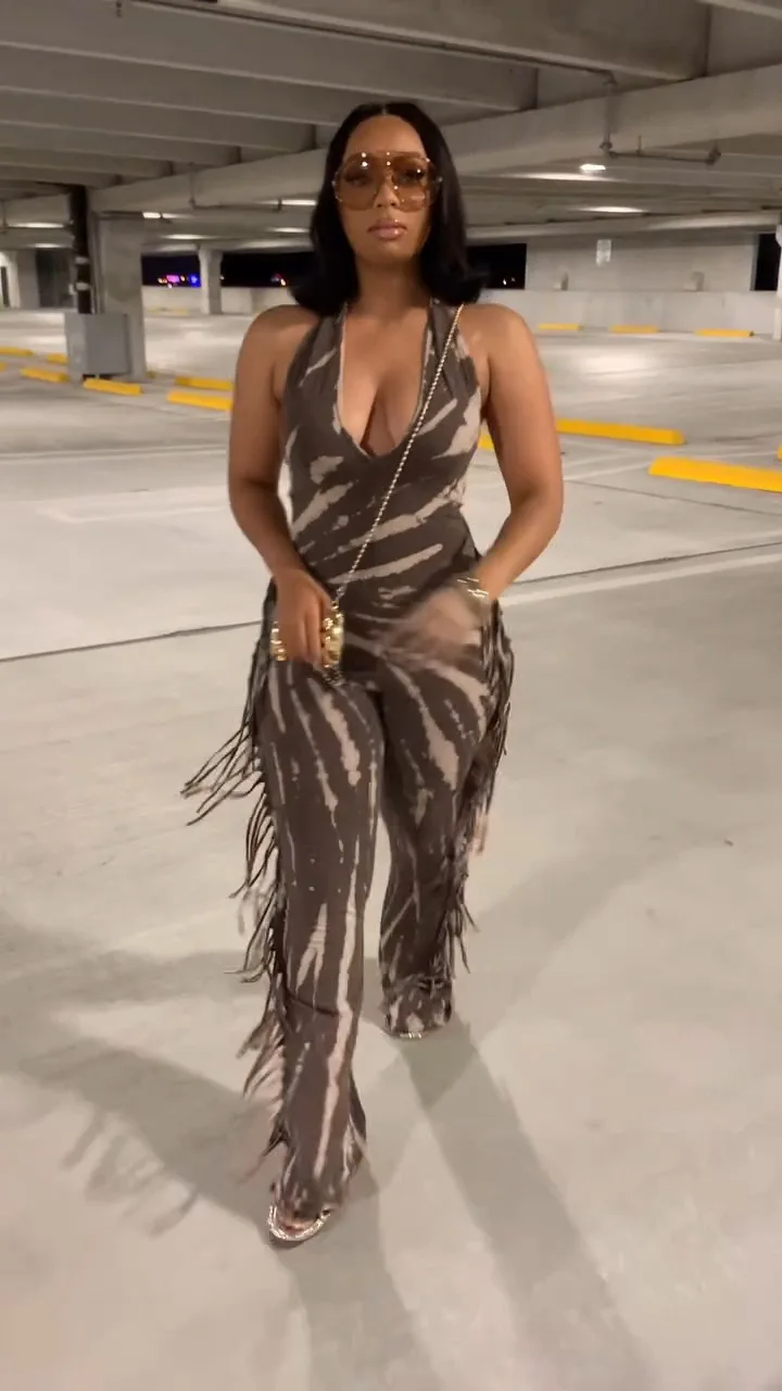 섹시 프린트 롬퍼 여성 슬림핏 점프수트 펜슬 발목 기장 팬츠 오버올 하이웨이스트 슬리브리스 여름 2025 스플라이스