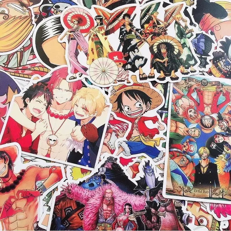 120 Pcs Unique Cute One Piece Stickers, Creative Cartoon Graffiti Waterproof DIY Decals for Phone Case Notebook Decoration