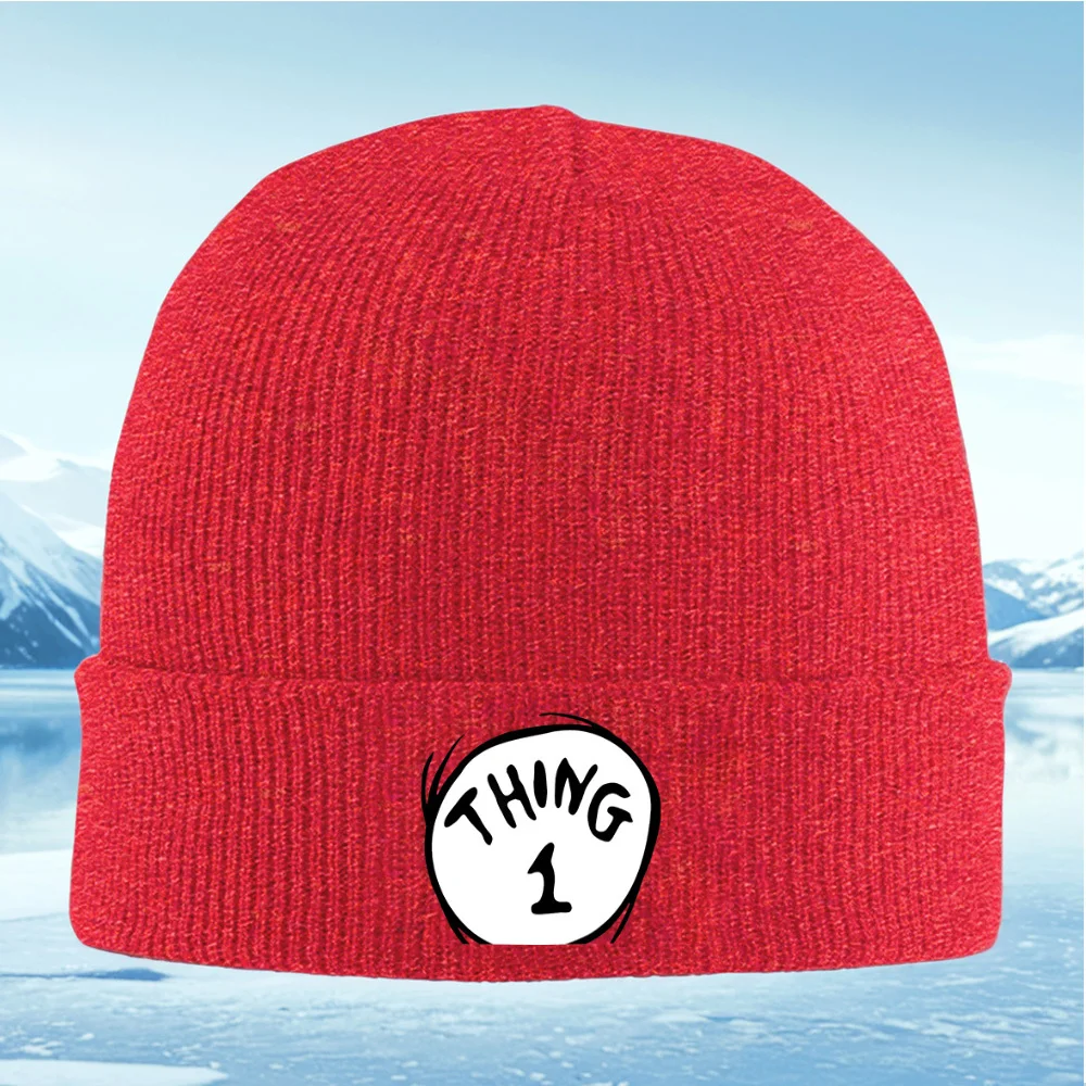 شيء 1 تصميم أسود أبيض للرجال والنساء للجنسين قبعة محبوكة قبعة صوفية قبعة شتوية حرارية دافئة لعيد الميلاد وركوب الدراجات في الهواء الطلق والمشي لمسافات طويلة