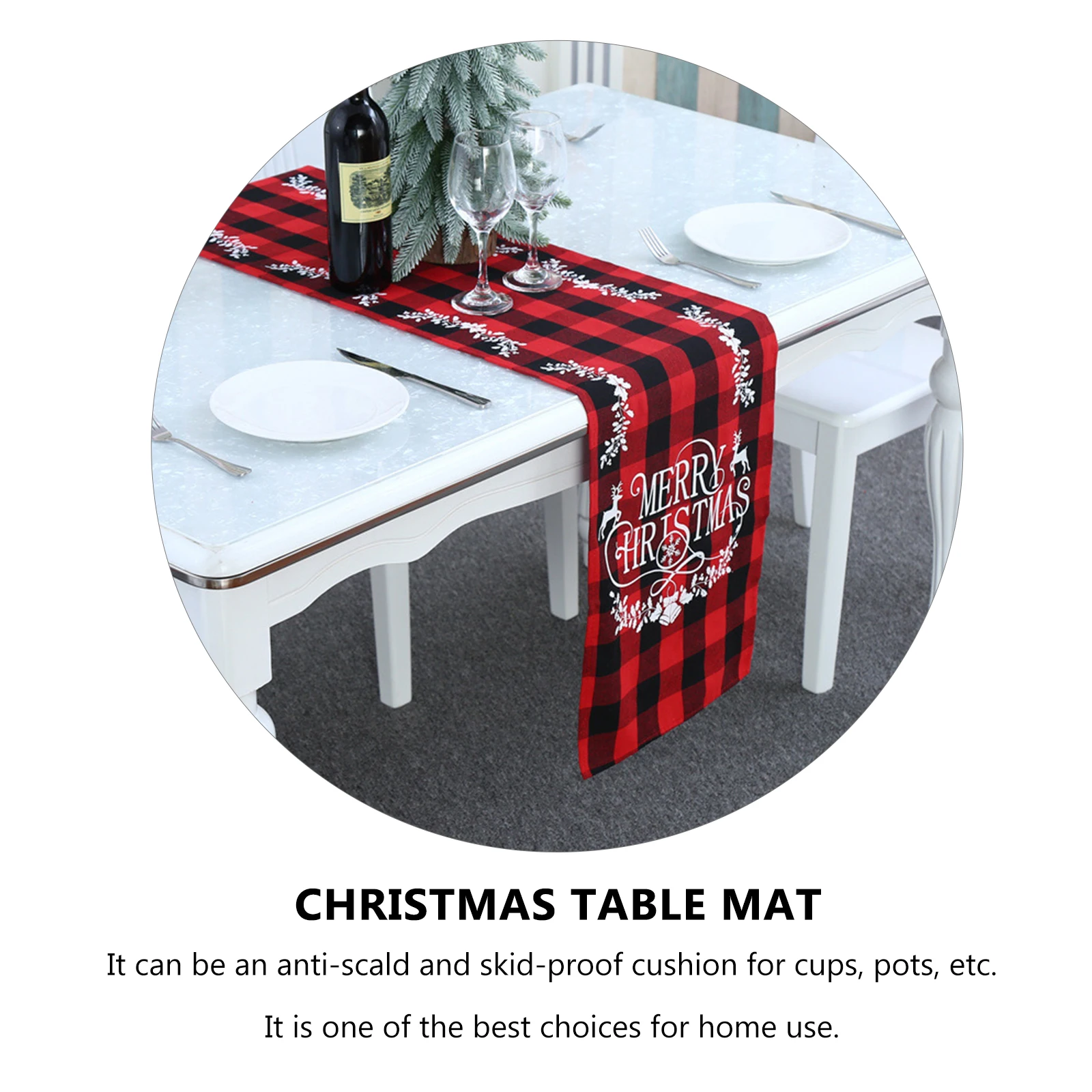 

Christmas Decor Checkered Table Runner Tablecloth Party Merry Tablecloths Holiday